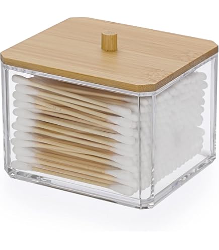 AkoSlale Clear Dual Compartment Storage Box – For Cotton Swabs, Makeup, Office Supplies, PS Material - View #3