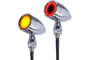 BOSYCY Motorcycle Turn Signals LED Front Lights 2 PCS, Vintage 42 LEDs Switchback White Amber Light for Running Turn Blinkers Universal Fit Scooter Suzuki Yamaha Honda Harley Dyna Bobber-Black