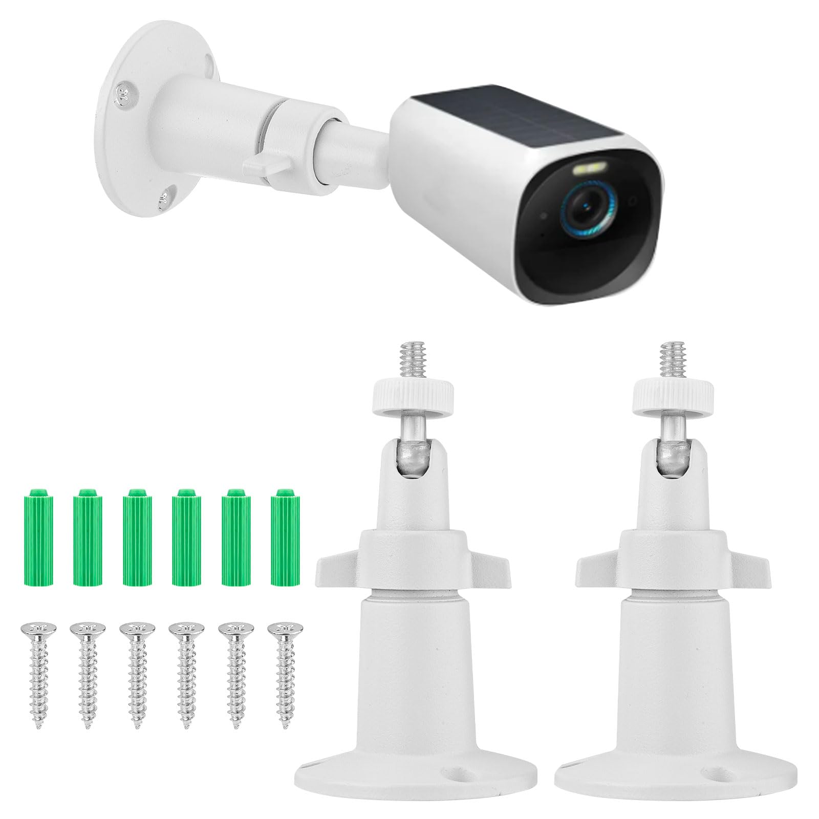 2pcs Security Camera Mount, Camera Mounting Bracket Adjustable Camera Wall Mount Bracket Holder Indoor/Outdoor Compatible with Arlo Eufy Solocam S220/C210 Eufycam 2C/2C Pro 3/S330 3C/S300