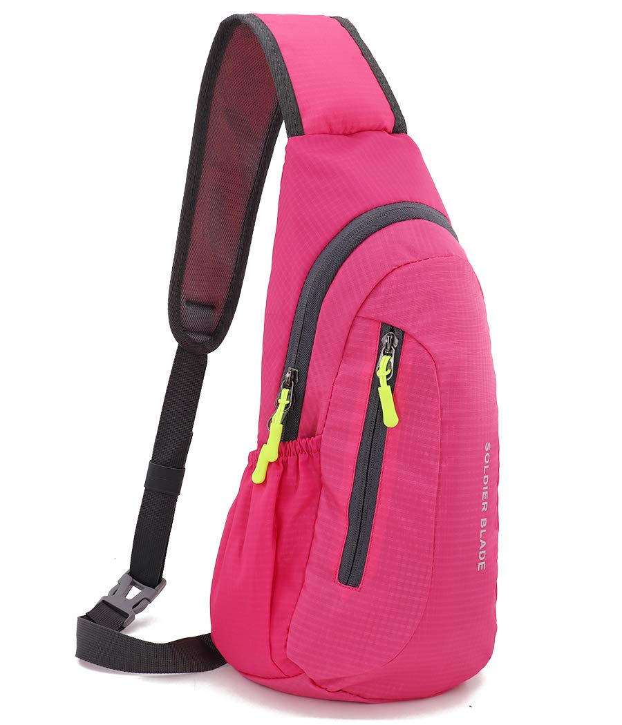 Gisdanchz Sling Backpack Crossbody Bag for Women, Waterproof Lightweight Sports Personal Pocket Small Travel Bag for Gym Sport for Men Women Sling Bag Rucksack Cross Body Bag One Strap Bags, Rose Red