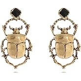 DEYOUM Vintage Insect Beetle Earrings for Women Trendy 14 Gold Silver Plated Cute Insect Beetle Crystal Insect Beetle Dangle Drop Earrings Statement Vacation Summer Jewelry
