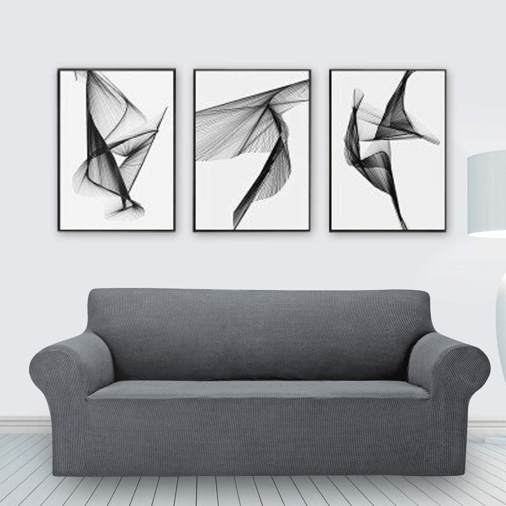 AlGaiety Stretch Sofa Cover Slipcover, Furniture Protector Spandex 1-Piece Couch Coat(77"-85") with Elastic Bottom for Dogs, Cats, Kids Small Checked Pattern Fabric (Sofa, Gray): Home & Kitchen