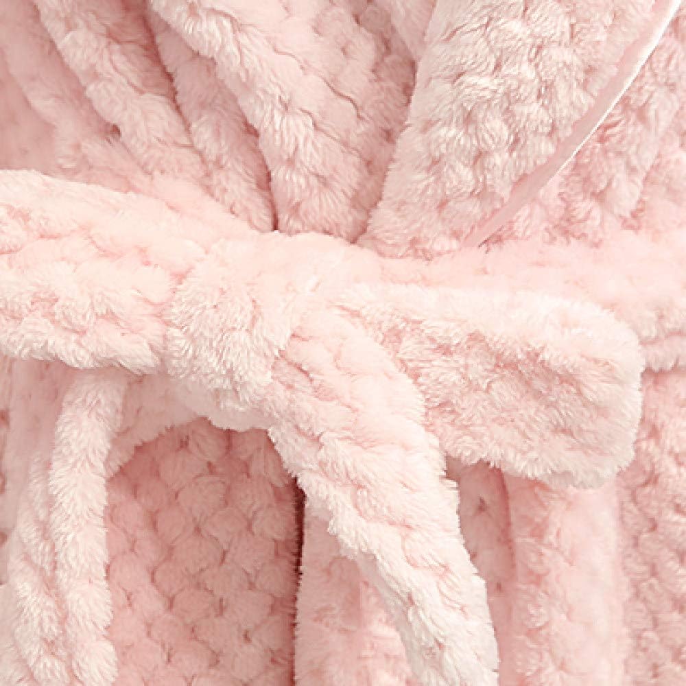 JFCDB Bathrobe, Lovers Extra Long Soft Bath Robe Women Winter Warm Thick Kimono Bathrobe Dressing Gown Bride Bridesmaid Robes Wedding,Men Pink,L
