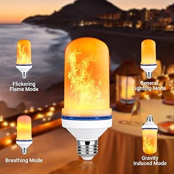 VegaHome LED Flamme Glühbirne E27 Flamme Lampe Flackerlicht 4 Modi Feuer Birne Led Dekorative Leuchte für Weihnachten Hause G