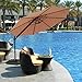 COBANA 10 Ft Offset Cantilever Outdoor Patio Hanging Umbrella 360° Rotation with Cross Base, Beige