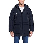 Rousytn Mens Winter Coats Water-Repellent Windproof Thicken Parkas Long Hooded Padded Puffer Jacket with Pockets