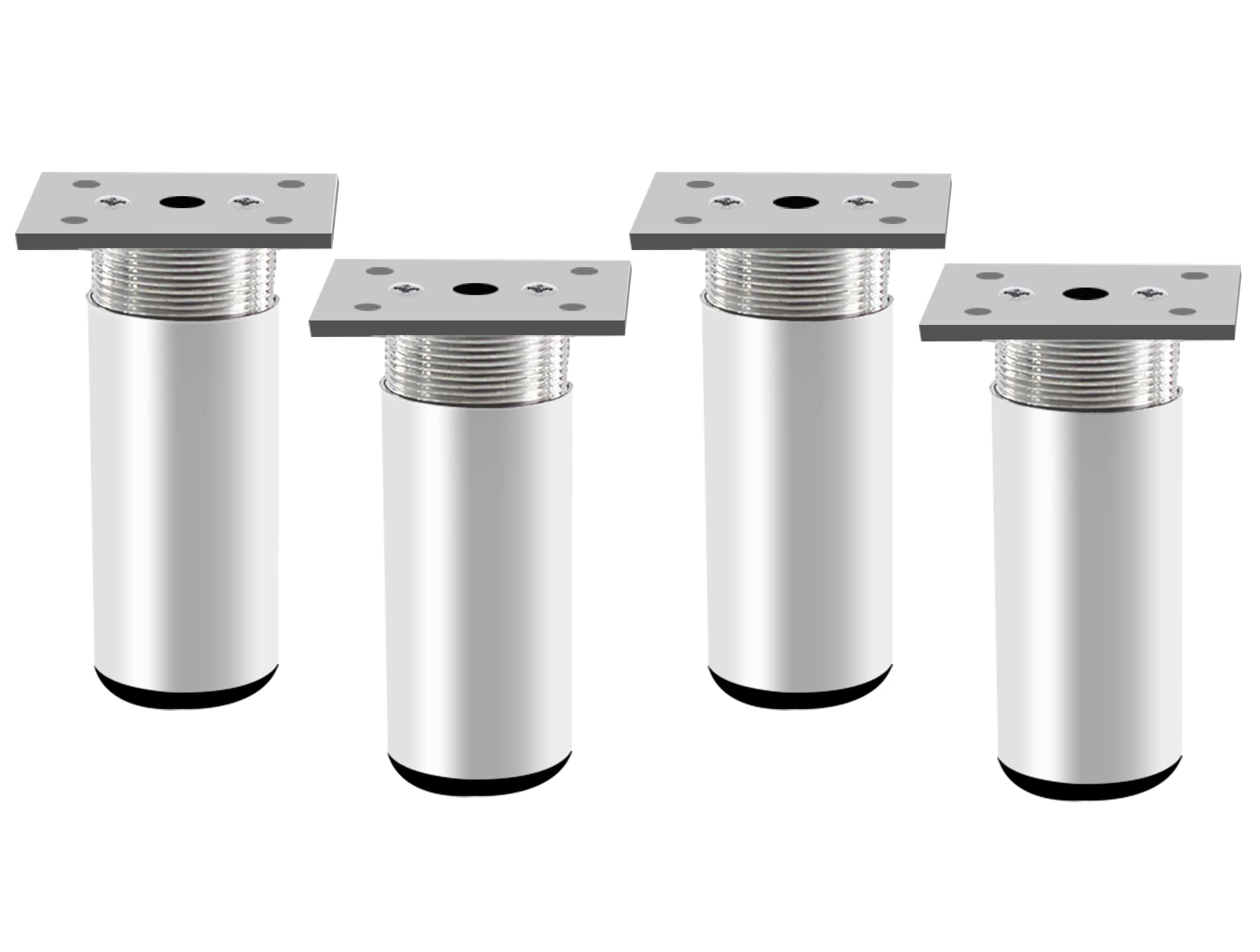 Rusoz 4Pcs Adjustable Furniture Legs,Metal Table Legs 50 mm Matt Sliver Aluminum Alloy Round Sofa Feet Replacement Adjustable Height 0-20 mm with Screws for Cabinet,Bed,and Wardrobe