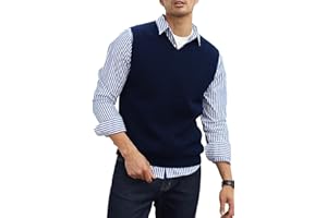 ZHILIFS Men's V-Neck Sweater Vest | Anti-Pilling & Anti-Static | Lightweight Thermal Sleeveless Pullover for Casual & Formal Outfits