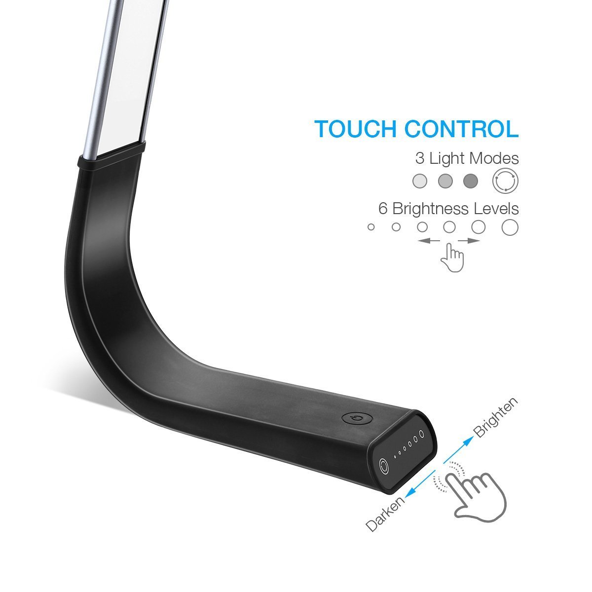 Poweradd Schreibtischlampe beugbar LED Tischleuchte mit dimmbar Touchfeldbedienung