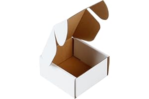 RUSPEPA Recyclable Corrugated Box Mailers - Cardboard Box Perfect for Shipping Small - 4" x 4" x 2" - 50 Pack - Oyster White