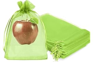 Fruit Protection Bags, Fetanten 50 PCS 6 x 8 Inch Mesh Drawstring Bag for Fruit Trees, Small Green Garden Fruit Plant Netting Cover Bag Protect Blueberry Tomato Apple Mango from Bird Insect Pest