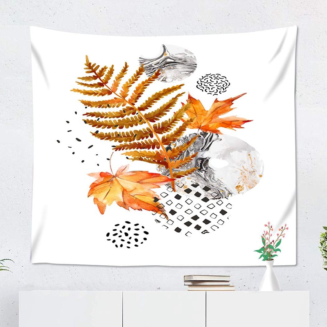 Qryipd Tapestry Wall 60 X 80 Inch Modern Composition of Floral and Geometric Shapes Watercolor Autumn Leaves Circle Shapes Minimal Doodle Marbling Textures for Fall Flyer Header Banner Wall for Dorm