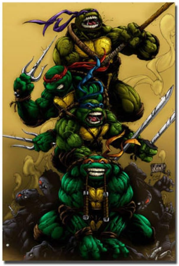 Artwcm Teenage Mutant Ninja Turtles Oil Paintings Modern Canvas Prints Artwork Printed on Canvas Wall Art for Home Office Decorations-633 (Unframed,16x24inch)
