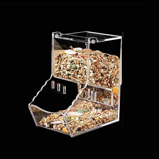 Uteruik Bird Food Bowl Box AntiScatter Seed Automatic Feeder Dispenser