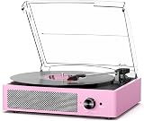 Cotsoco Vinyl Record Player 3 Speed Belt-Driven with Bluetooth Speakers Pale view 1