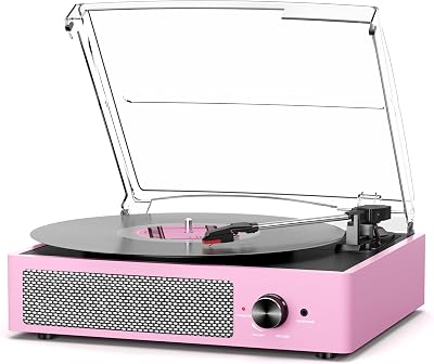 Cotsoco Vinyl Record Player 3 Speed Belt-Driven with Bluetooth Speakers Pale