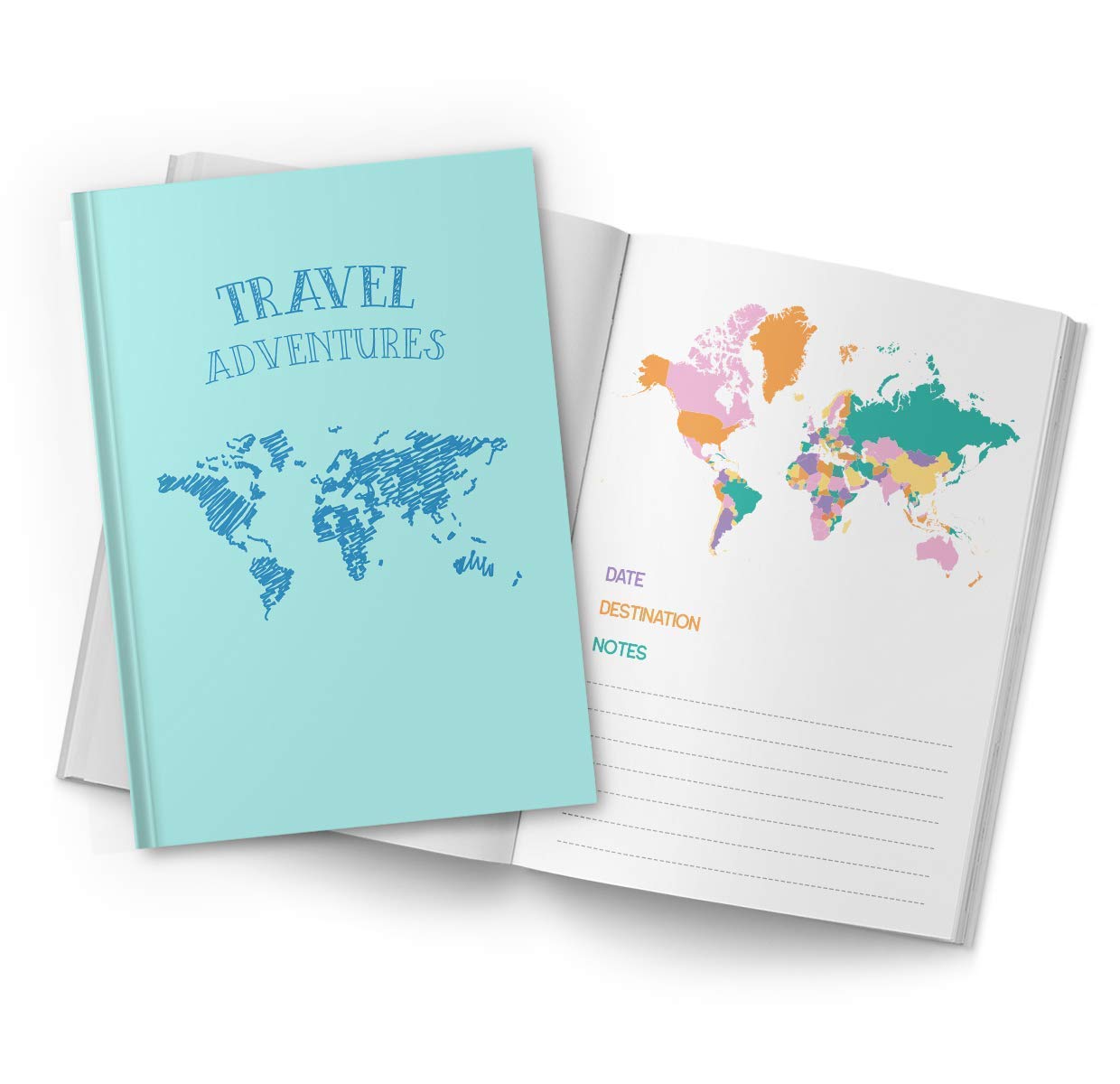 Travel Adventures Journal Hardback Cover, A5 Size, 50 Pages, Travel Bucket List Book, Trip