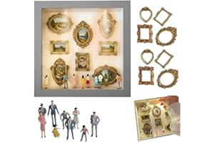 DIY Mini Museum Silhouette Box, Family Memory Photo Display Case Frame Silhouette Box with Light, Mini Frames & Figurines, Ce