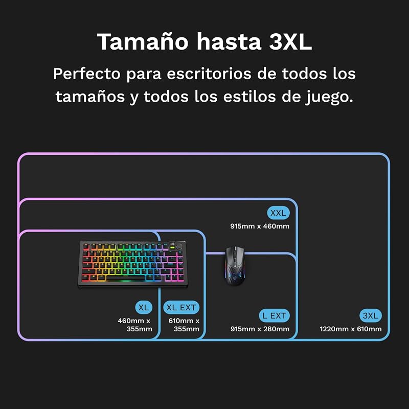 Tecido para jogos com bordas cosidas GMP 2 GLED Large Extended - Preto