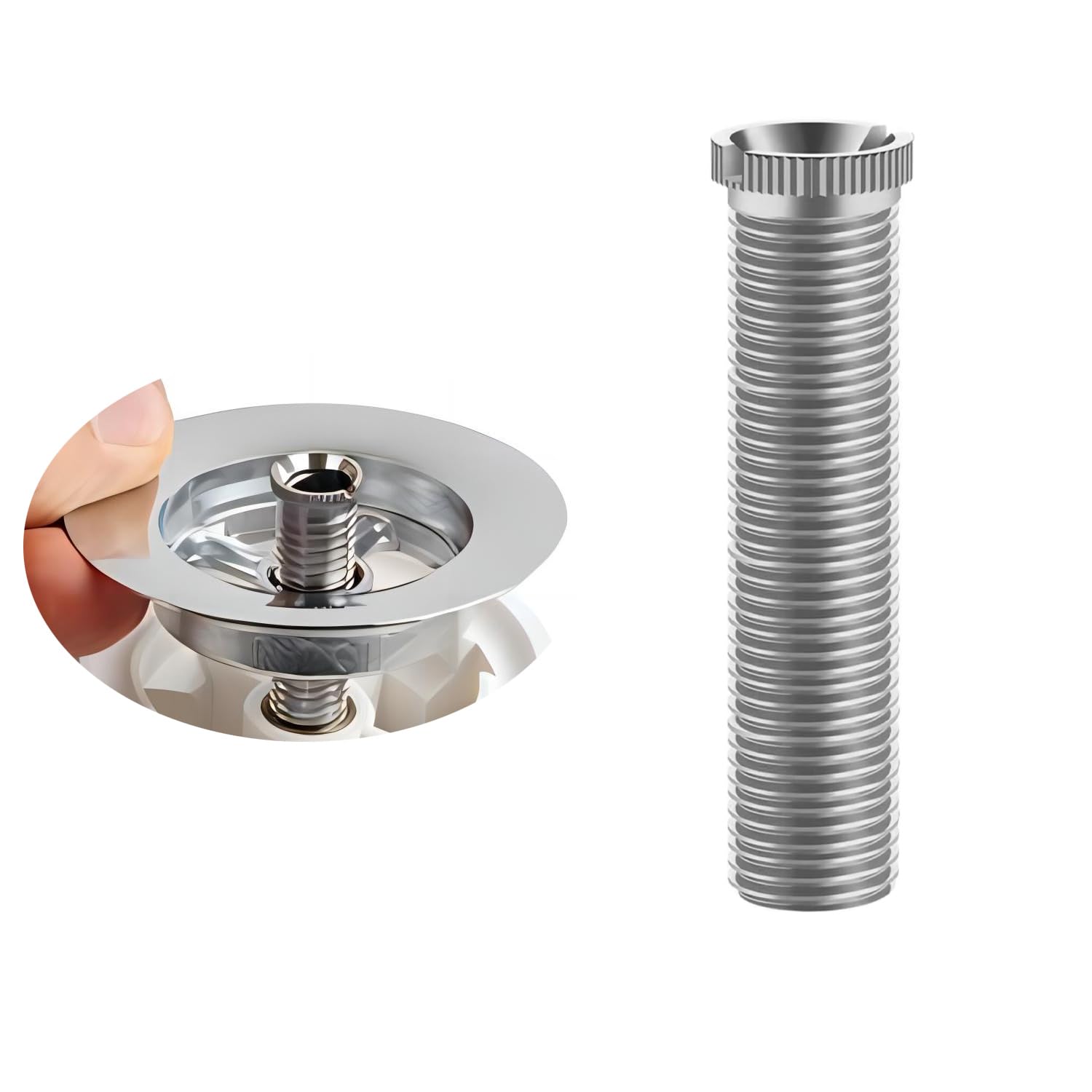 Qrity 70mm Ceramic Wash Basin Extended Bolt Screw Kitchen Sink Basket Strainer Plug Screw for Marble Artificial Quartz Stone Wash Basin