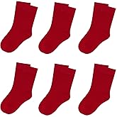 Kids Thin Crew Socks Viscose Bamboo Colorful Breathable Socks for Boy Girl Funny Solid Dress School Uniform 6 Pairs