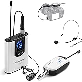 Alvoxcon Wireless Headset Lavalier Microphone System Wireless Lapel Mic Best for iPhone, DSLR Camera, PA Speaker, YouTube, Podcast, Video Recording, Conference, Vlogging, Church, Interview, Teaching