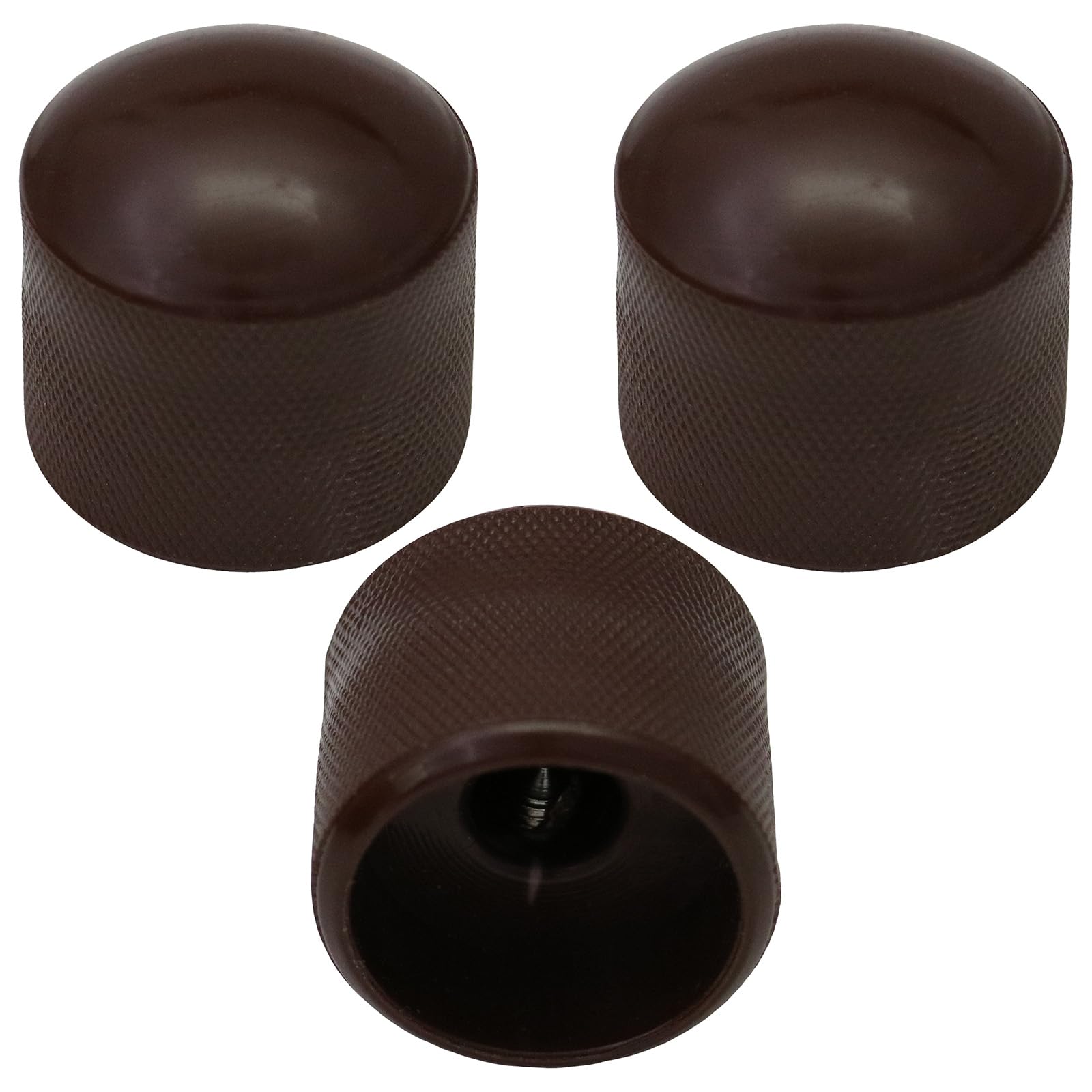 Pack of 3 6mm Round Hole Solid Colour Domed Top Guitar Tone/Volume Control Knob (Brown)