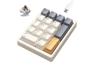 Kisnt Number Pad, Mechanical Numpad Wired USB Standard 17 Keys Numeric Keypad with PBT Keycaps White Backlit Keypad for Laptop PC TKL Keyboards (Brown Switch)