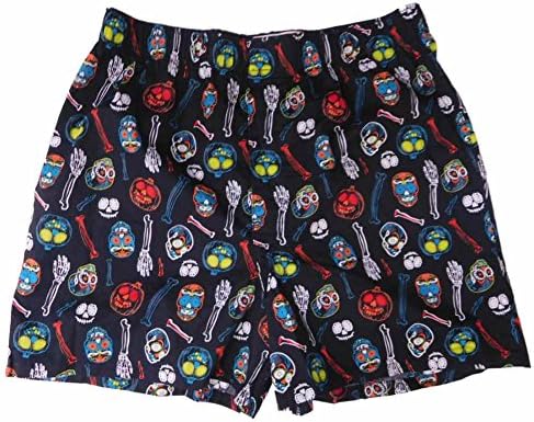Mens Black Halloween Sugar Skulls Calavera Slim-Fit Boxer Shorts Large