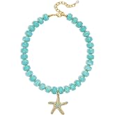 INNERDIVA Colorful Beaded Ocean Pendant Necklace Women Charm Summer Jewelry | Bubble Resin Bead Trendy Chunky Statement Ocean Starfish Necklaces Boho Beach Vacation Gift Stuff