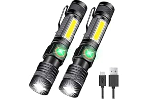 Hoxida Flashlight USB Rechargeable, Magnetic LED Flashlight, Super Bright LED Tactical Flashlight with Cob Sidelight, Waterproof, Zoomable Best Small LED Flashlight for Camping, Emergency Flashlights