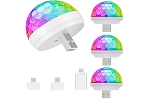 Lmaytech USB Mini Disco Ball Party Lights, Sound Activated DJ Stage Strobe Lights, Portable Led Car Atmosphere Light for Xmas Stocking Stuffers, Parties, Karaoke, Bar (4 Packs)