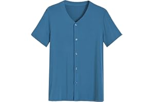 Latuza Men's Viscose Pajama Top Button Up Sleep Shirt