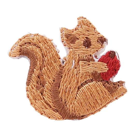 Niedliche Tiere Stickerei Patches Abzeichen Aufkleber für DIY Craft Jeans Kleidung Kleid Jacke Rucksack, Eichhörnchen Durable