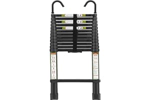 Telescopic Ladder, 16.5FT RIKADE Aluminum Telescoping Ladder with Stable Hook and Non-Slip Feet, Portable Extension Ladder for Household and Outdoor 330lb Capacity