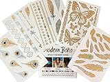 5 Sheets Metallic Tattoos Gold and Silver Flash By Modern Boho HUGE Collection Fast (Fly High Collection)