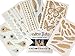 5 Sheets Metallic Tattoos Gold and Silver Flash By Modern Boho HUGE Collection Fast (Fly High Collection)