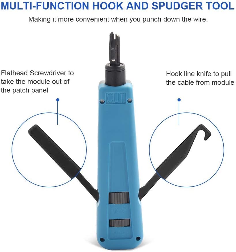 Punch Down Tool with 110/88 Blade & Extra Wire Stripper for Cat6a/ Cat6/ Cat5e/ Cat5 Network Cable - Image 5