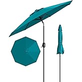 GarveeLife 9 ft Outdoor Patio Umbrella, Outdoor Table Umbrella, Market Umbrella with Push Button Tilt and Crank, 8 Sturdy Ribs UV Protection Waterproof for Garden, Deck, Backyard, Pool (Turquoise Blue)