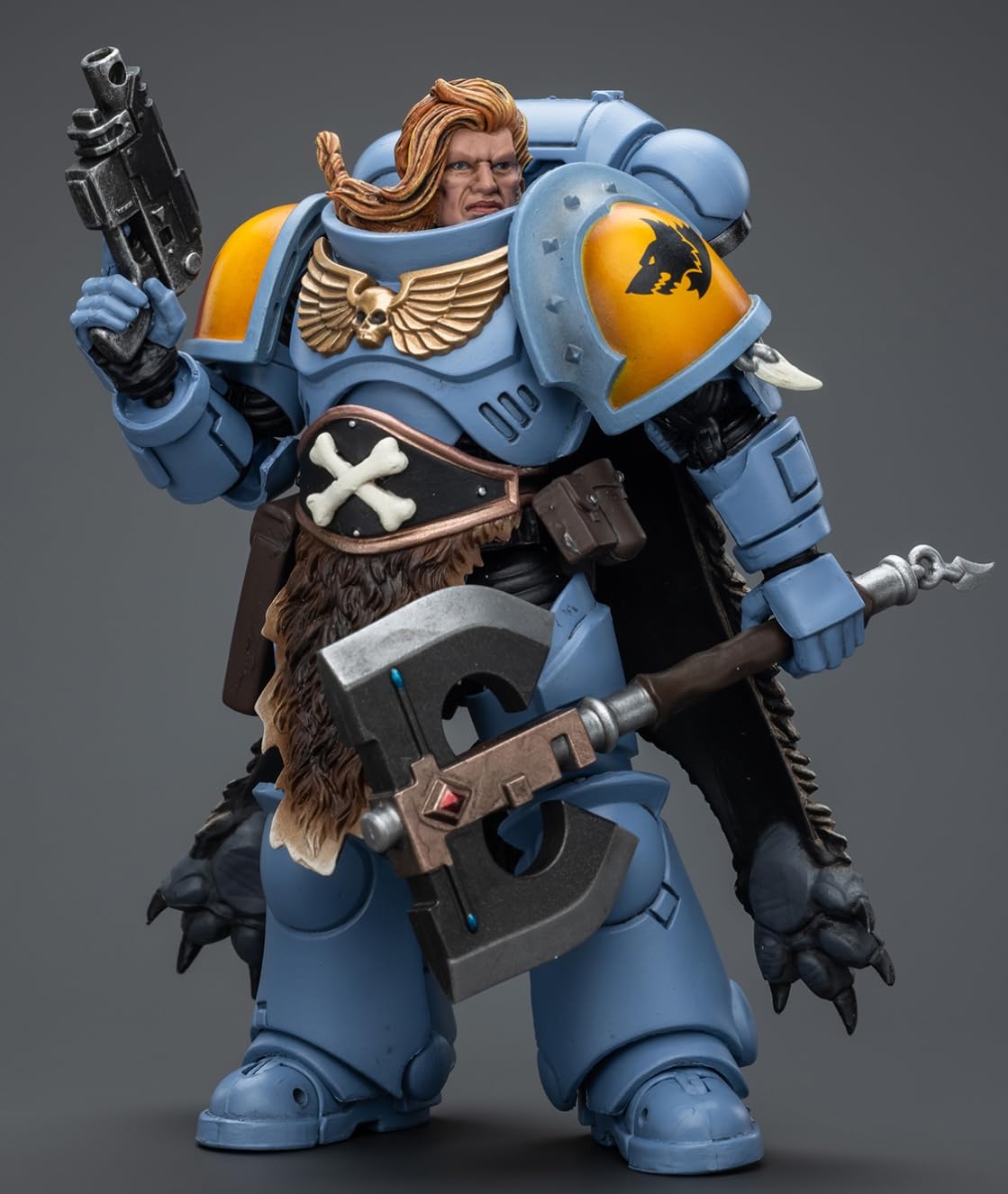 HiPlay JoyToy Warhammer 40K Collectible Figure: Space Marines Space Wolves Claw Pack Pack Leader -Logan Ghostwolf 1:18 Scale Action Figures JT2702