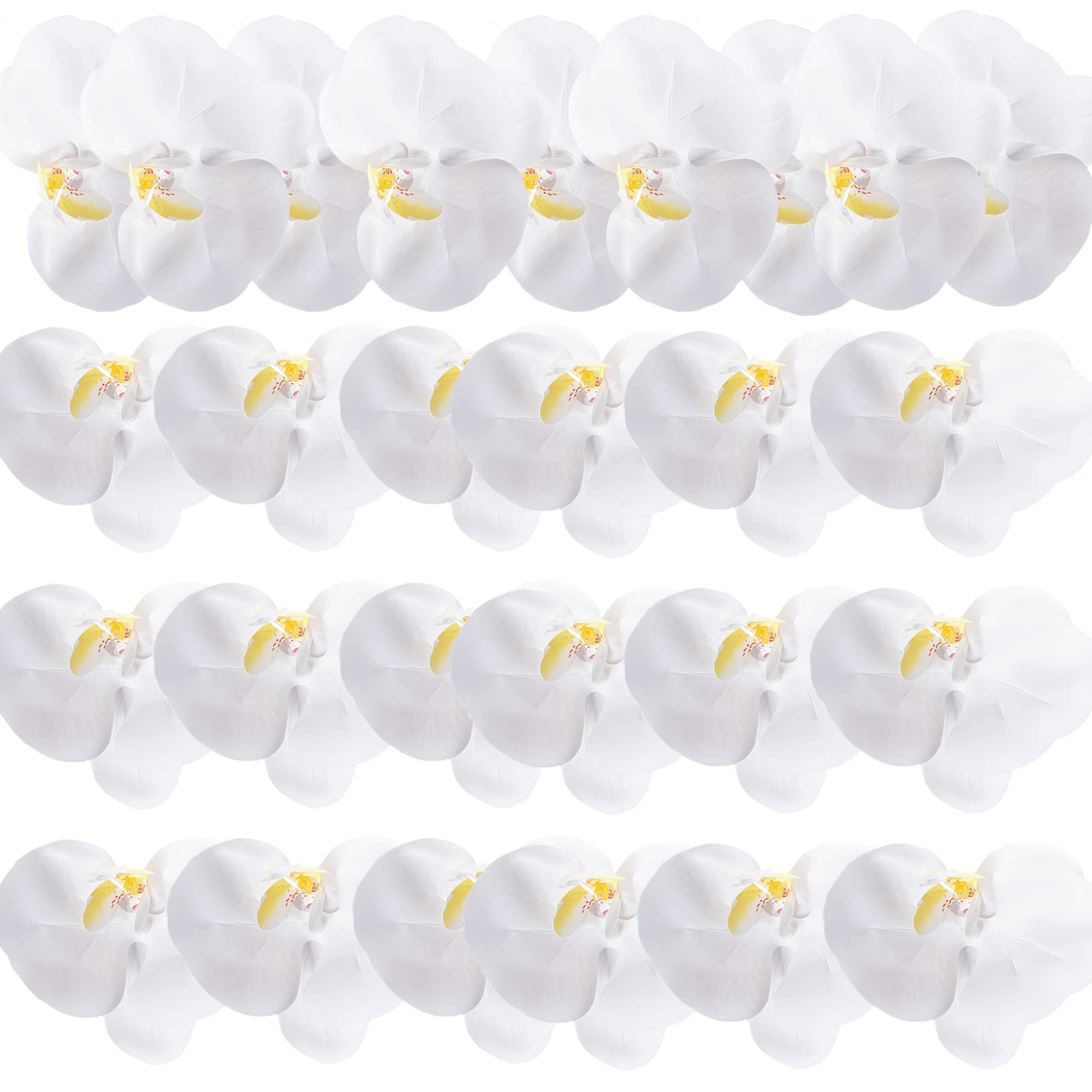Photo 1 of HinyoCo 24 Pcs Orchid Decorations Real Touch PU Artificial Flowers Orchid Heads Fake Phalaenopsis Flower Heads for DIY Craft Home Wedding Decoration