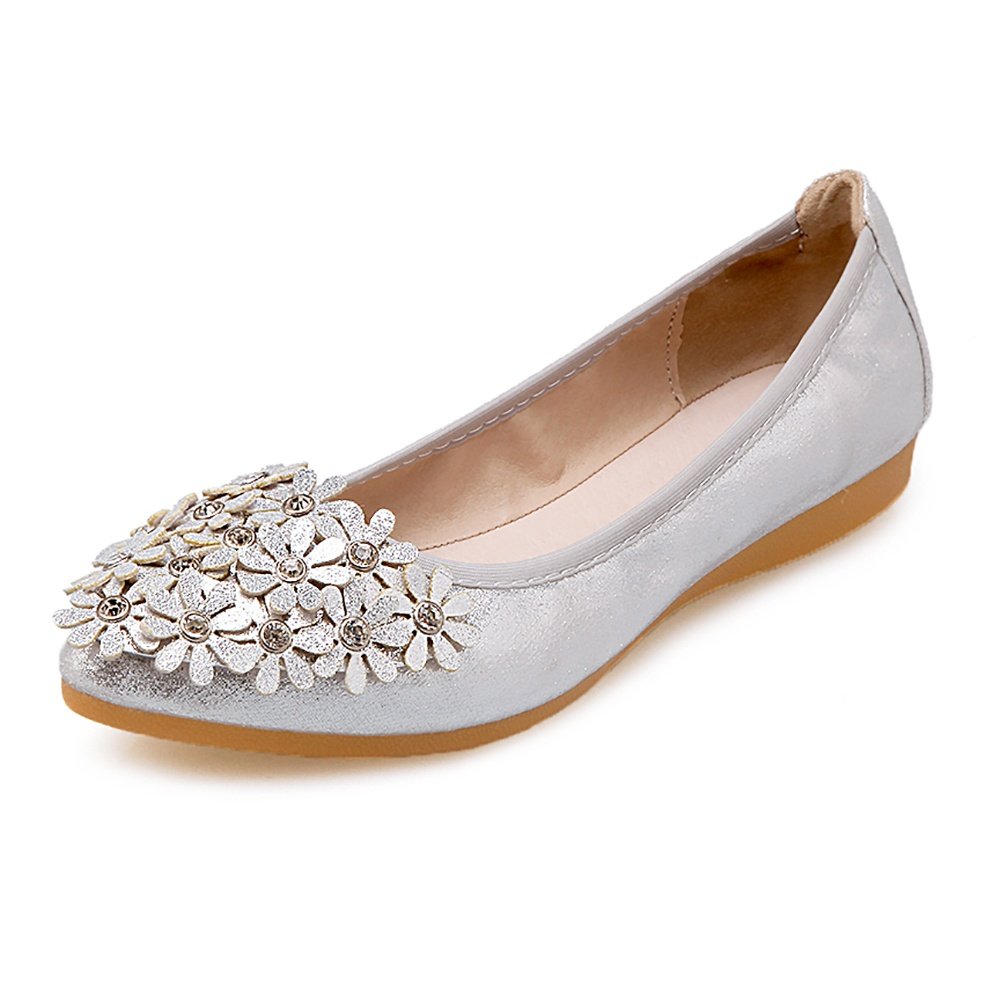 Meeshine Women Comfort Ballet Flats Pointy Toe Sequins Comfortable Slip On Dress Shoes
