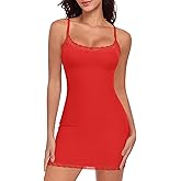 Werkiss Women Full Slip for Under Dress Adjustable Strap Slip Dress Sexy Lace Soft Slips Nightgown Lingerie Dress