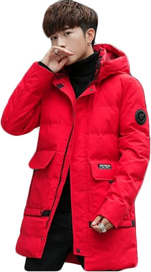 Amazon グードコ メンズ ダウンジャケット ロング ビジネスコート 厚手 防風 ブルゾン 中綿 アウター 防寒着 厚手 大きいサイズ 3色展開 ストリート系 レッド4xl コート ジャケット 通販