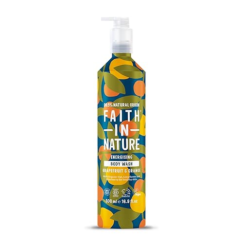 Faith In Nature 500ml Metal Bottle Natural Grapefruit and Orange Body Wash, Energising Shower Gel, Vegan and Cruelty Free, No SLS or Parabens