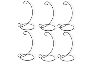 BANBERRY DESIGNS Ornament Display Stands - Set of 6 Wrought Iron Black - 6 inches tall - Christmas Ornament Glass Globe Terrarium Holder