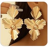 Chunky Gold Leaves Dangle Drop Earrings Exaggerated Statement Large Earrings Cute Party Prom Jewelry Gifts