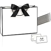 Luxury Black & White Gift Bags - Set of 8 Medium Size with Bow Ribbon and Gift Tags. Perfect for Bridesmaid Gifts, Welcome Bags for Wedding Guests, Bridal Shower Gift Bags, Corporate Events, Presents
