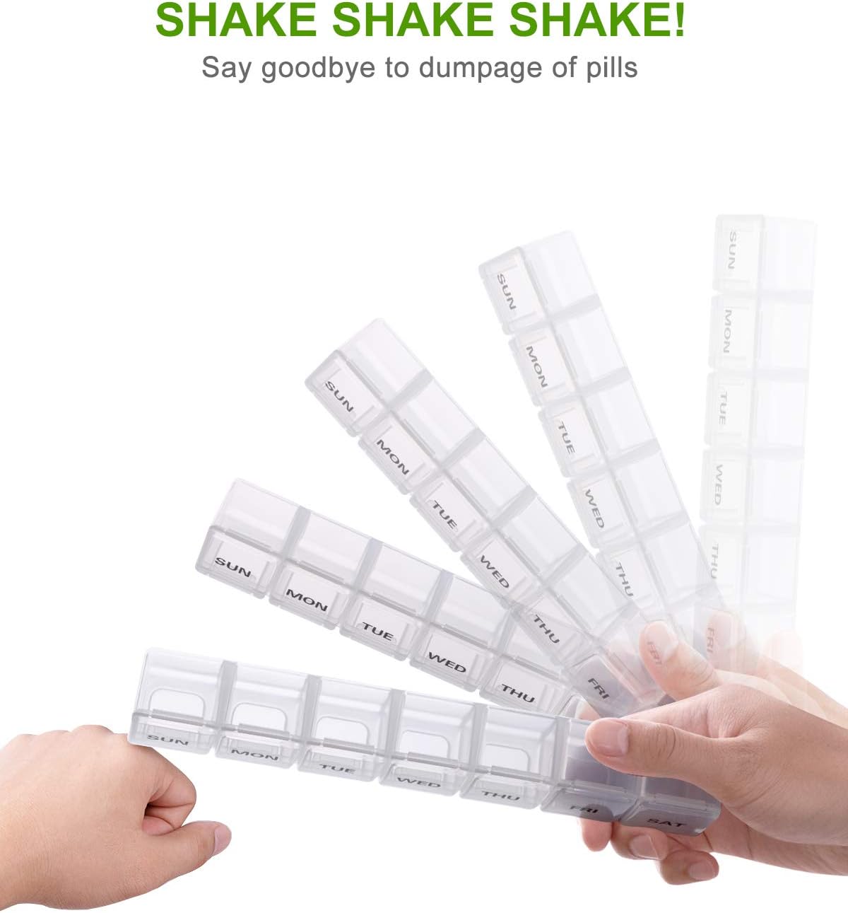 Extra Large Weekly Pill Organizer 2 PCS, Sukuos XL Daily Pill Cases for Pills/Vitamin/Fish Oil/Supplements (Black and White): Health & Personal Care