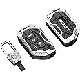 Heavy Zinc Alloy Key fob Cover, Keychain, Key Case, Accessories Compatible with 2018 2019 2020 2021 2022 2023 2024 Jeep Wrangler JL JLU Rubicon Gladiator Sahara （Model-B Silver